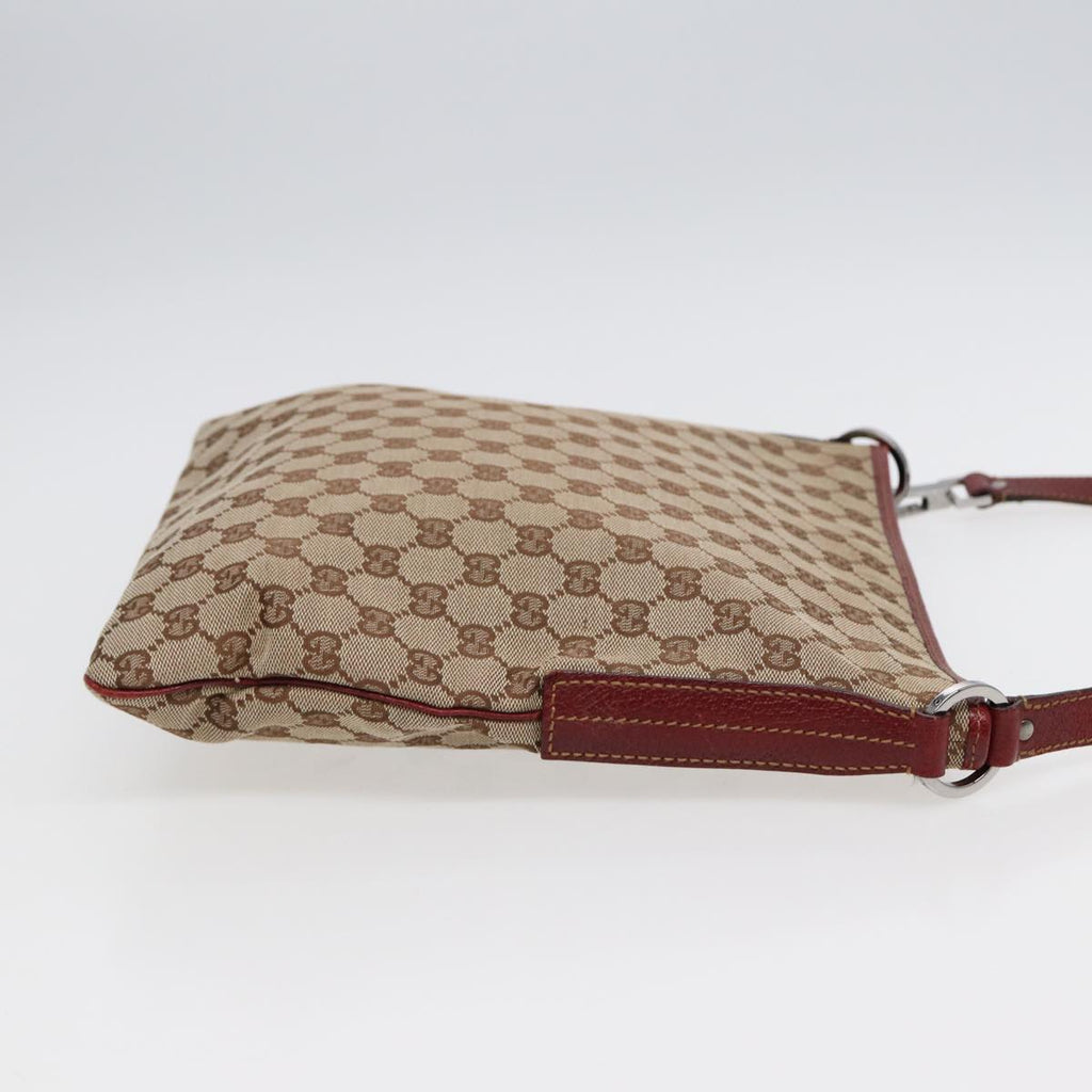 GUCCI GG Canvas Shoulder Bag Beige Silver 113013 89137