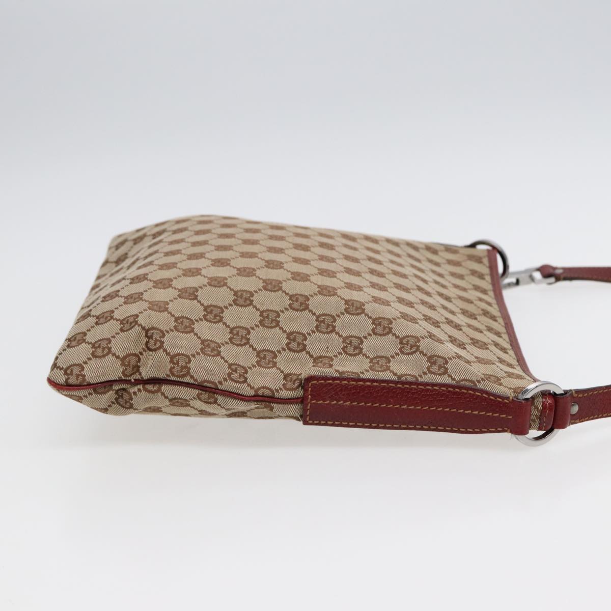 GUCCI GG Canvas Shoulder Bag Beige Silver 113013 89137