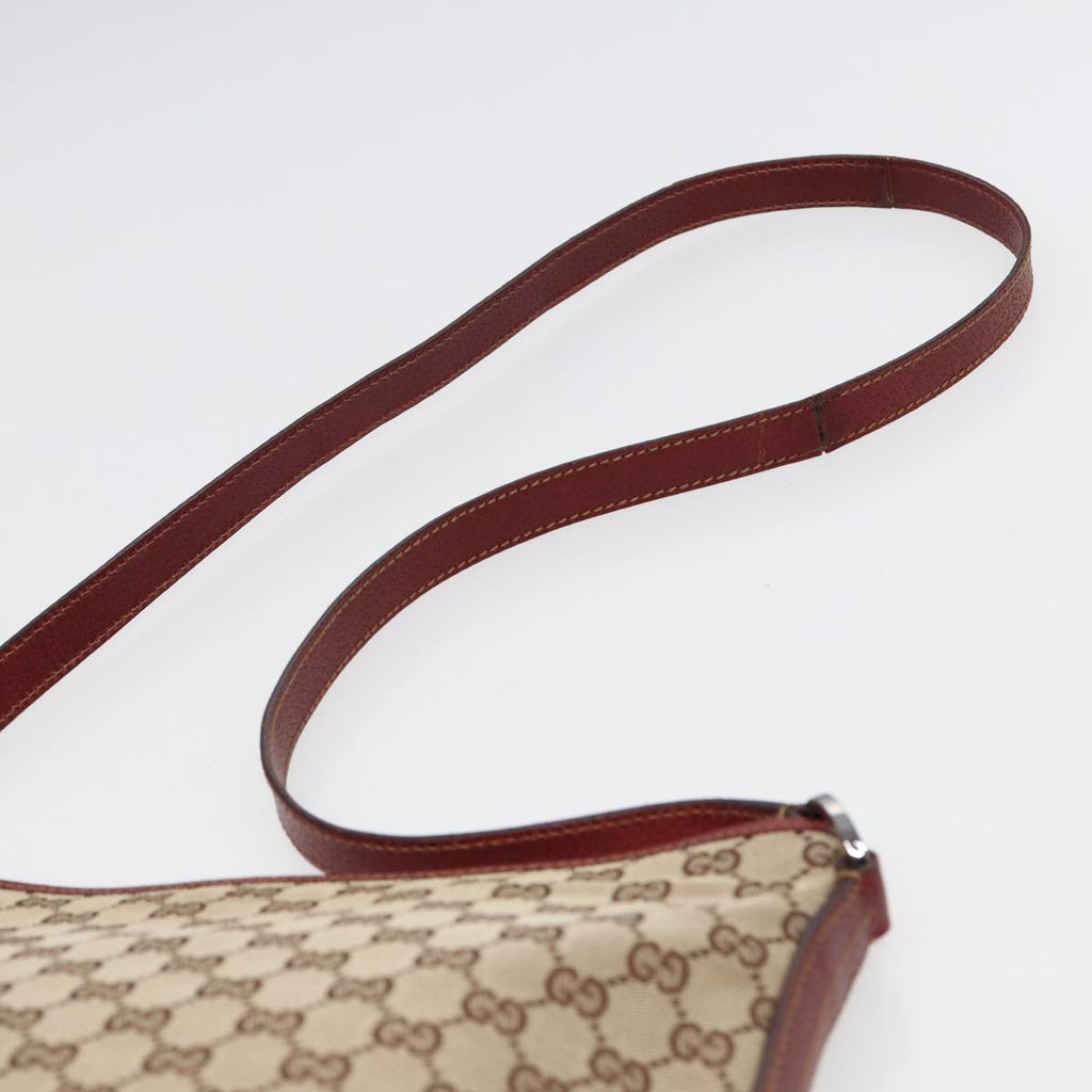 GUCCI GG Canvas Shoulder Bag Beige Silver 113013 89137
