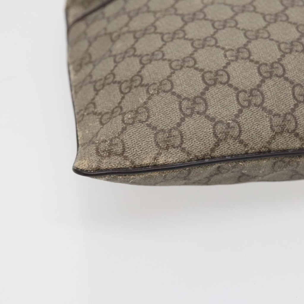 GUCCI GG Supreme Shoulder Bag PVC Leather Beige Silver 141626 89139