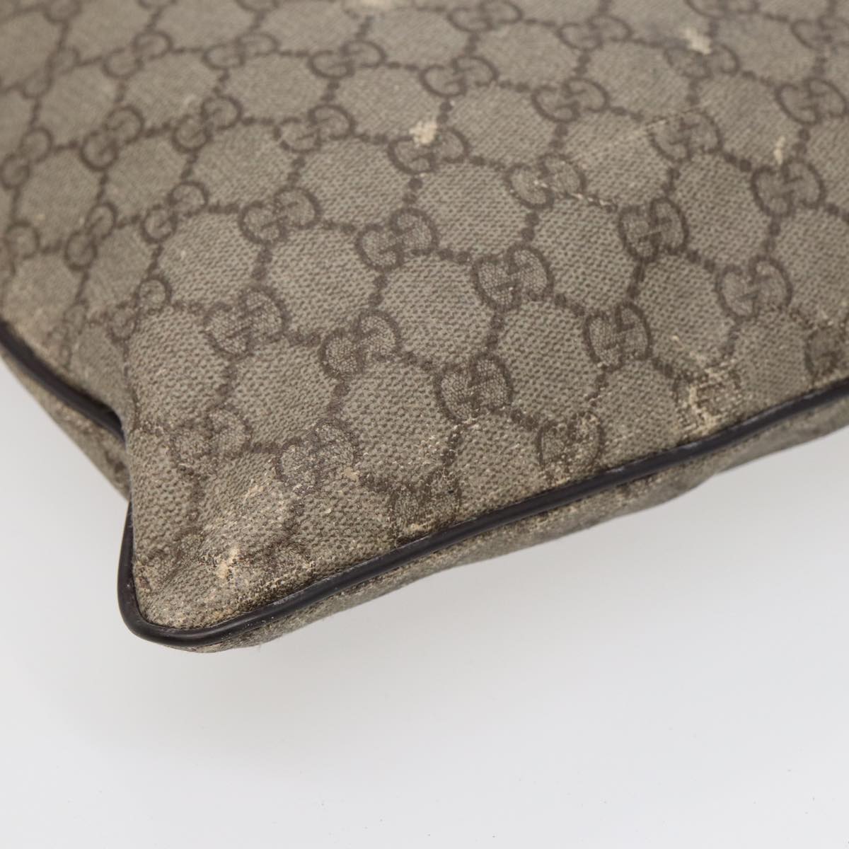 GUCCI GG Supreme Shoulder Bag PVC Leather Beige Silver 141626 89139