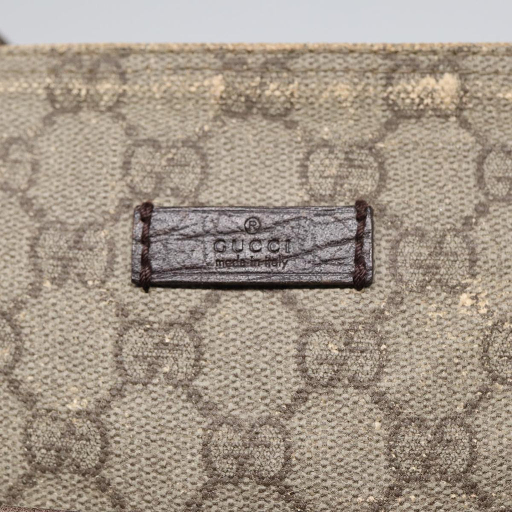 GUCCI GG Supreme Shoulder Bag PVC Leather Beige Silver 141626 89139