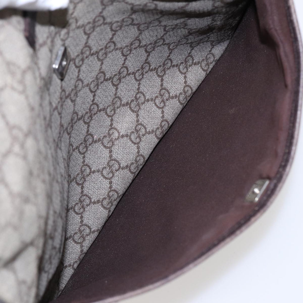 GUCCI GG Supreme Shoulder Bag PVC Leather Beige Silver 141626 89139