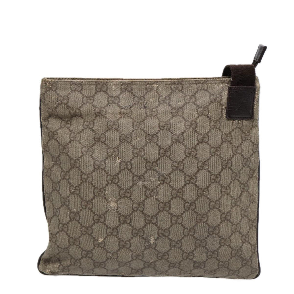 GUCCI GG Supreme Shoulder Bag PVC Leather Beige Silver 141626 89139