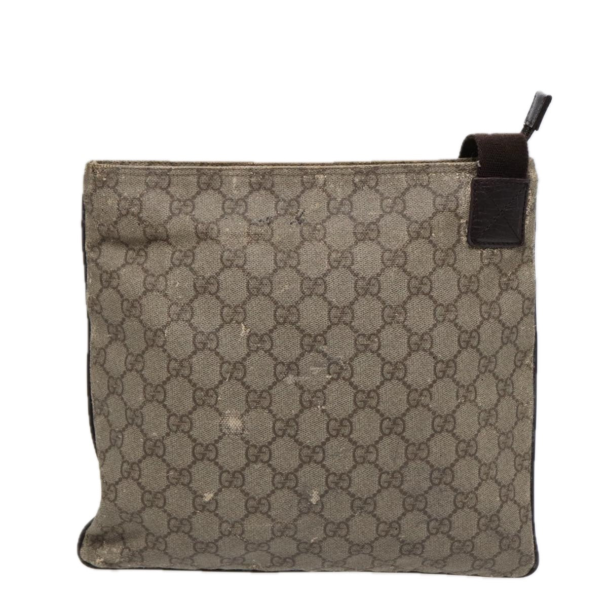 GUCCI GG Supreme Shoulder Bag PVC Leather Beige Silver 141626 89139