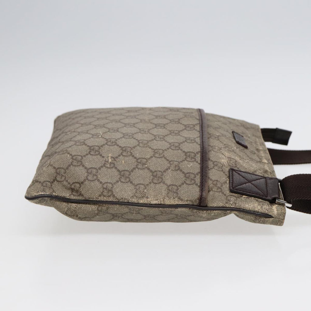 GUCCI GG Supreme Shoulder Bag PVC Leather Beige Silver 141626 89139