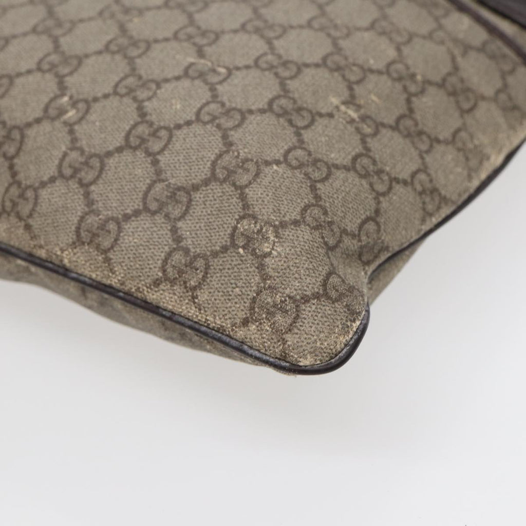 GUCCI GG Supreme Shoulder Bag PVC Leather Beige Silver 141626 89139