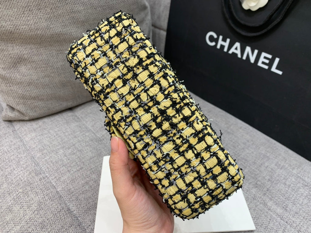 CHLMini Yellow Tweed GlamIap Bag For Women 20cm/7.5in