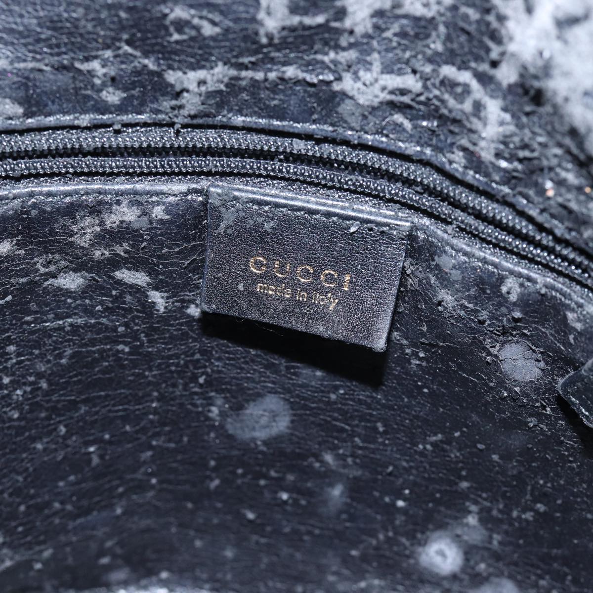 GUCCI Bamboo Shoulder Bag Leather 2way Black Gold 001 1638 2058 89140