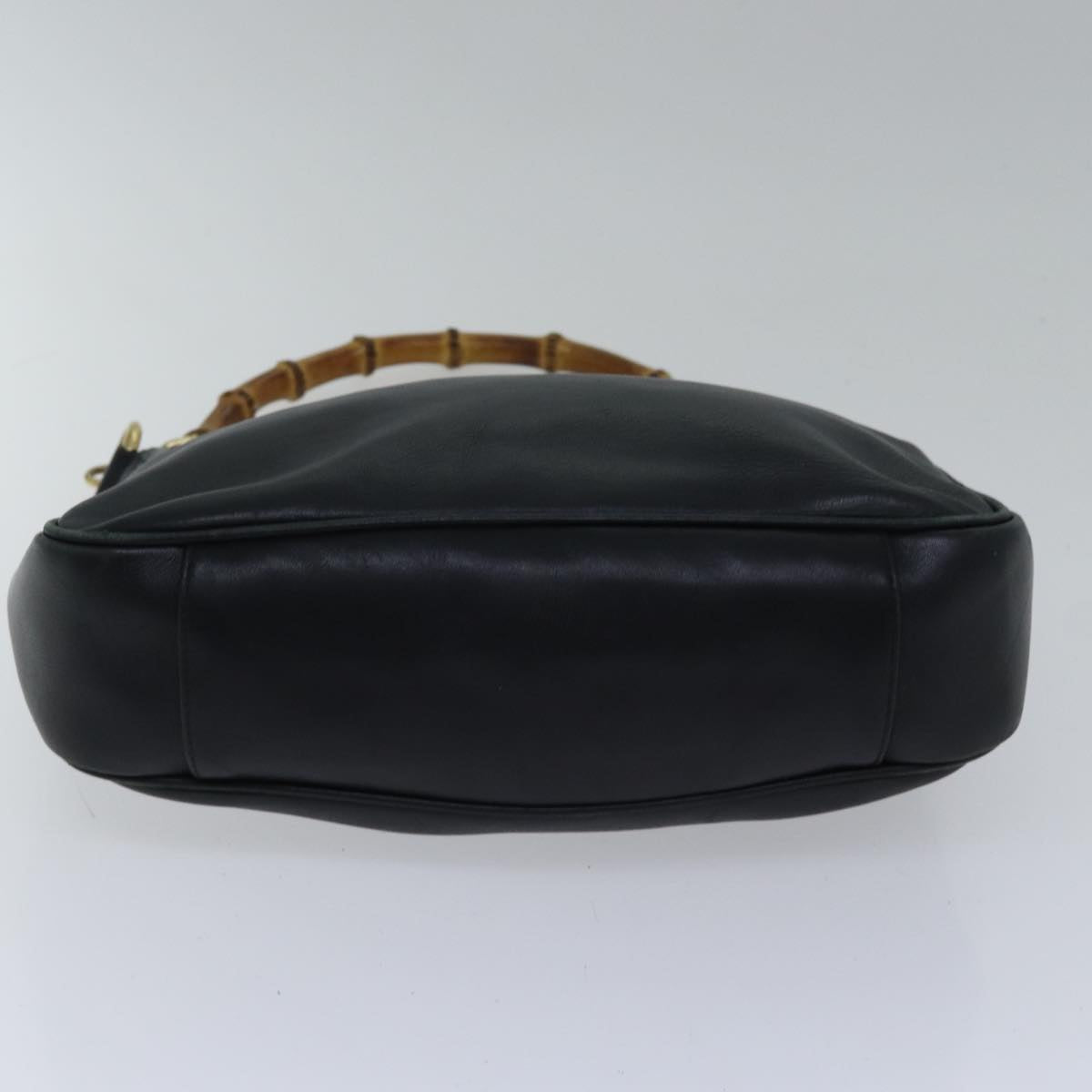 GUCCI Bamboo Shoulder Bag Leather 2way Black Gold 001 1638 2058 89140