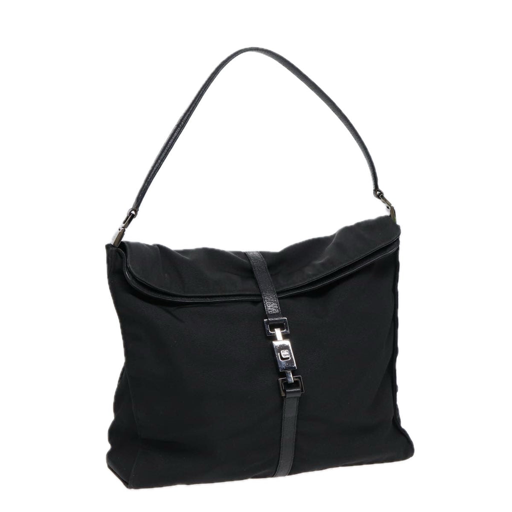 GUCCI Jackie Shoulder Bag Nylon Black Silver 001 3355 89141