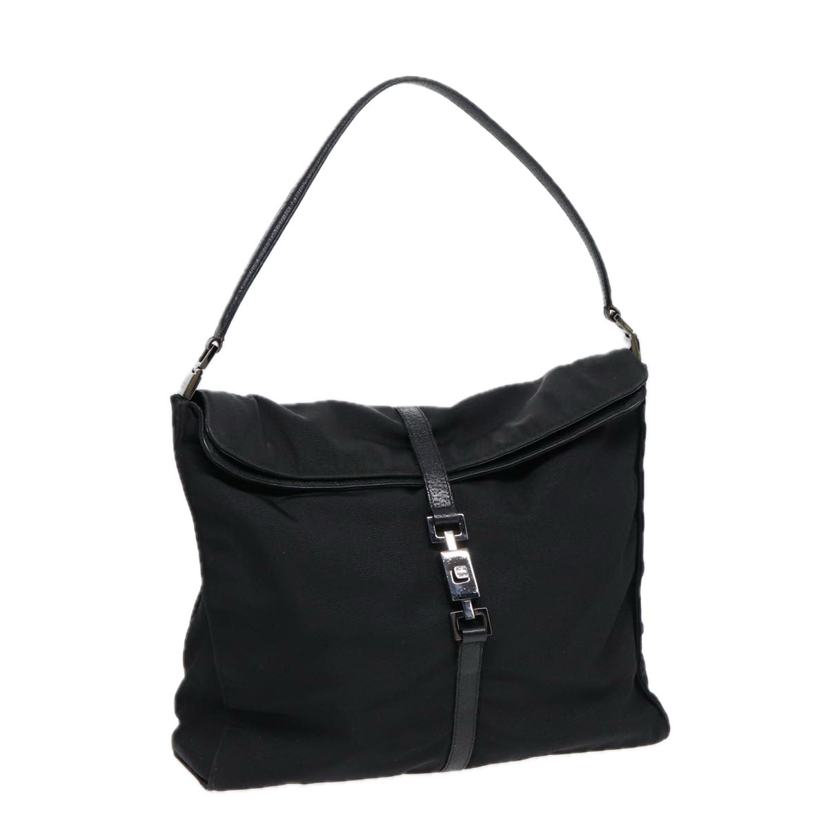 GUCCI Jackie Shoulder Bag Nylon Black Silver 001 3355 89141
