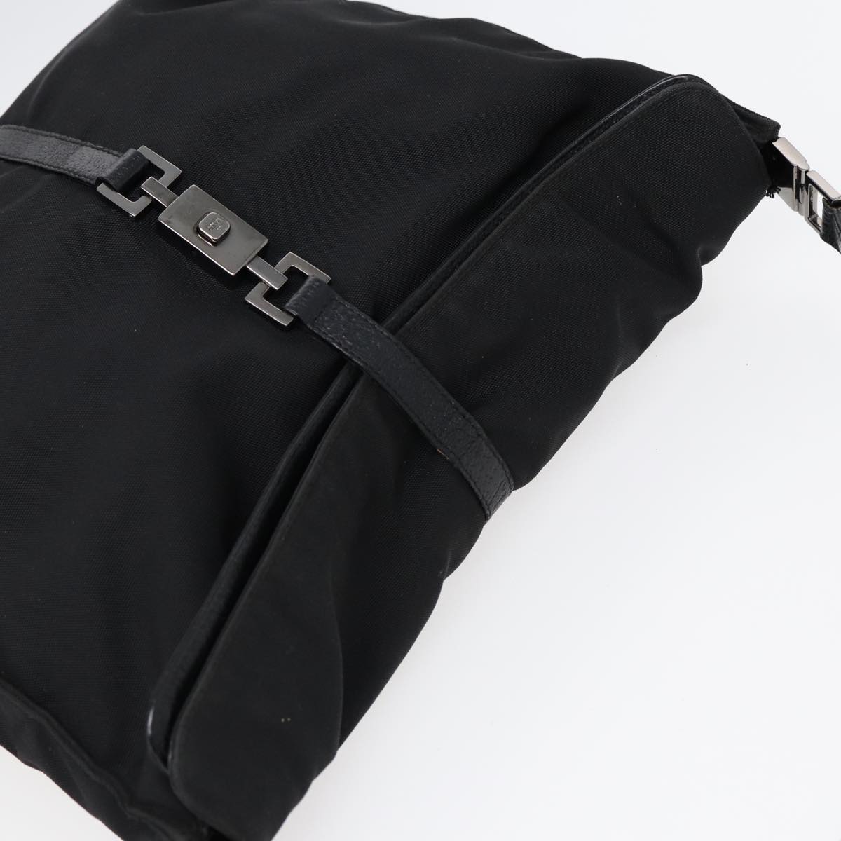 GUCCI Jackie Shoulder Bag Nylon Black Silver 001 3355 89141