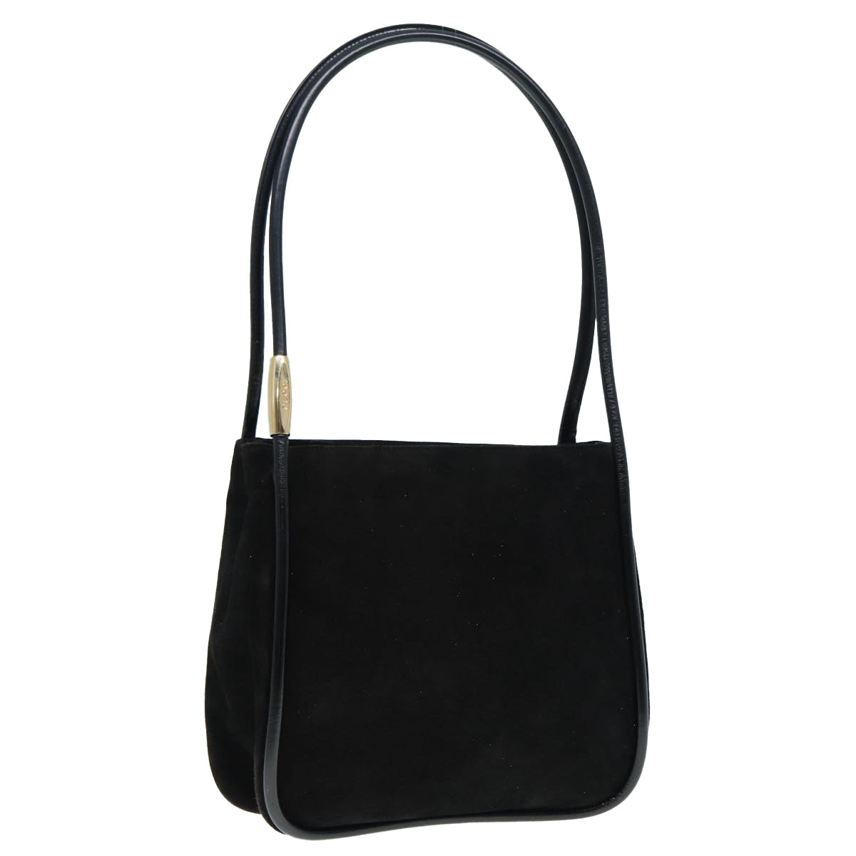 GUCCI Shoulder Bag Suede Black Gold 89142