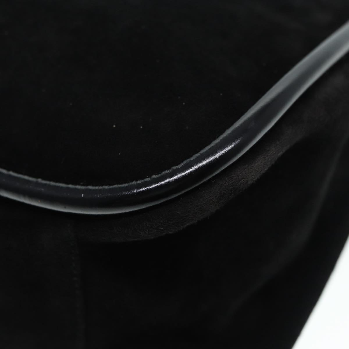 GUCCI Shoulder Bag Suede Black Gold 89142