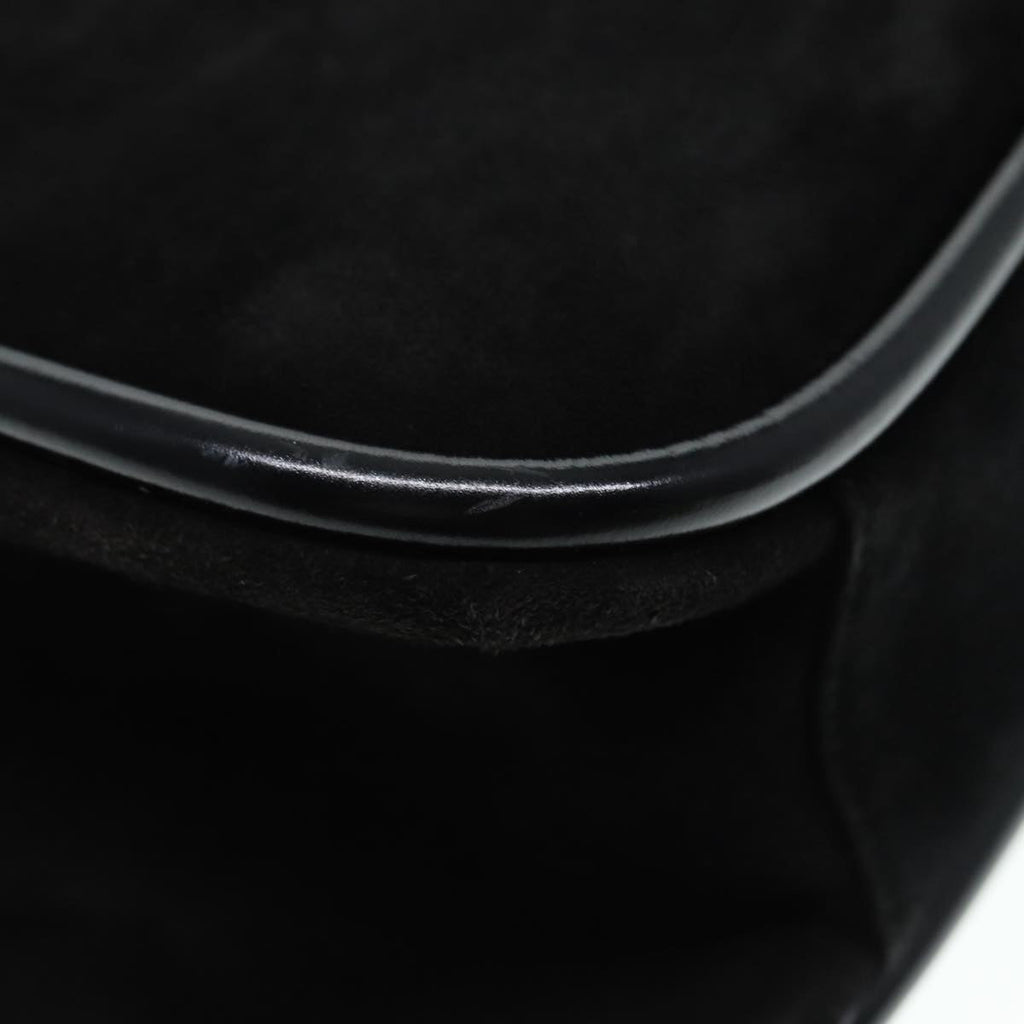 GUCCI Shoulder Bag Suede Black Gold 89142