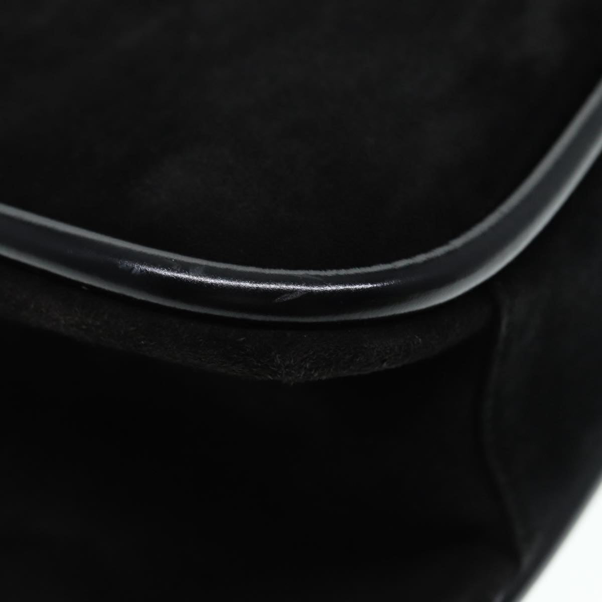 GUCCI Shoulder Bag Suede Black Gold 89142