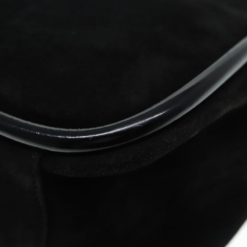 GUCCI Shoulder Bag Suede Black Gold 89142