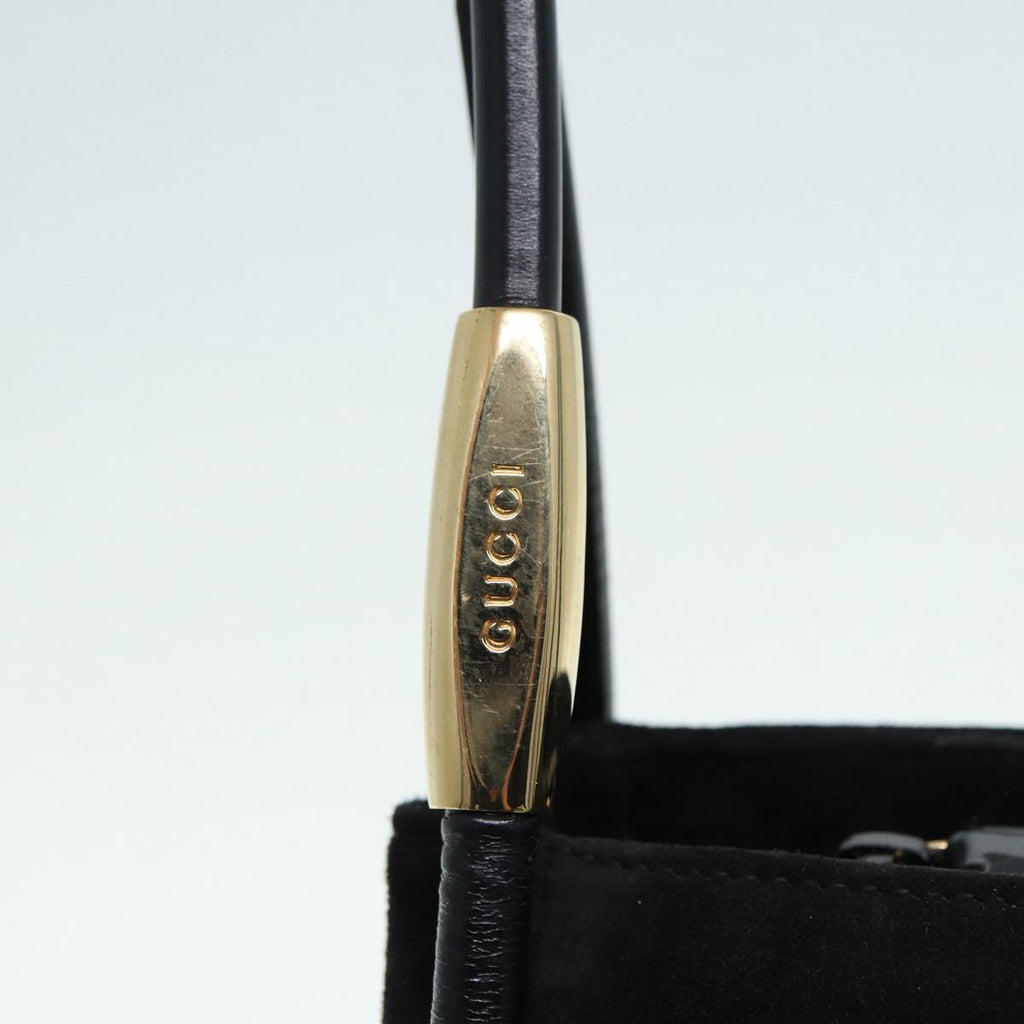 GUCCI Shoulder Bag Suede Black Gold 89142