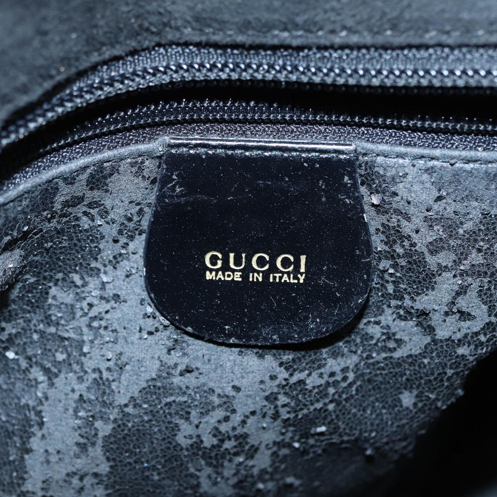 GUCCI Shoulder Bag Suede Black Gold 89142