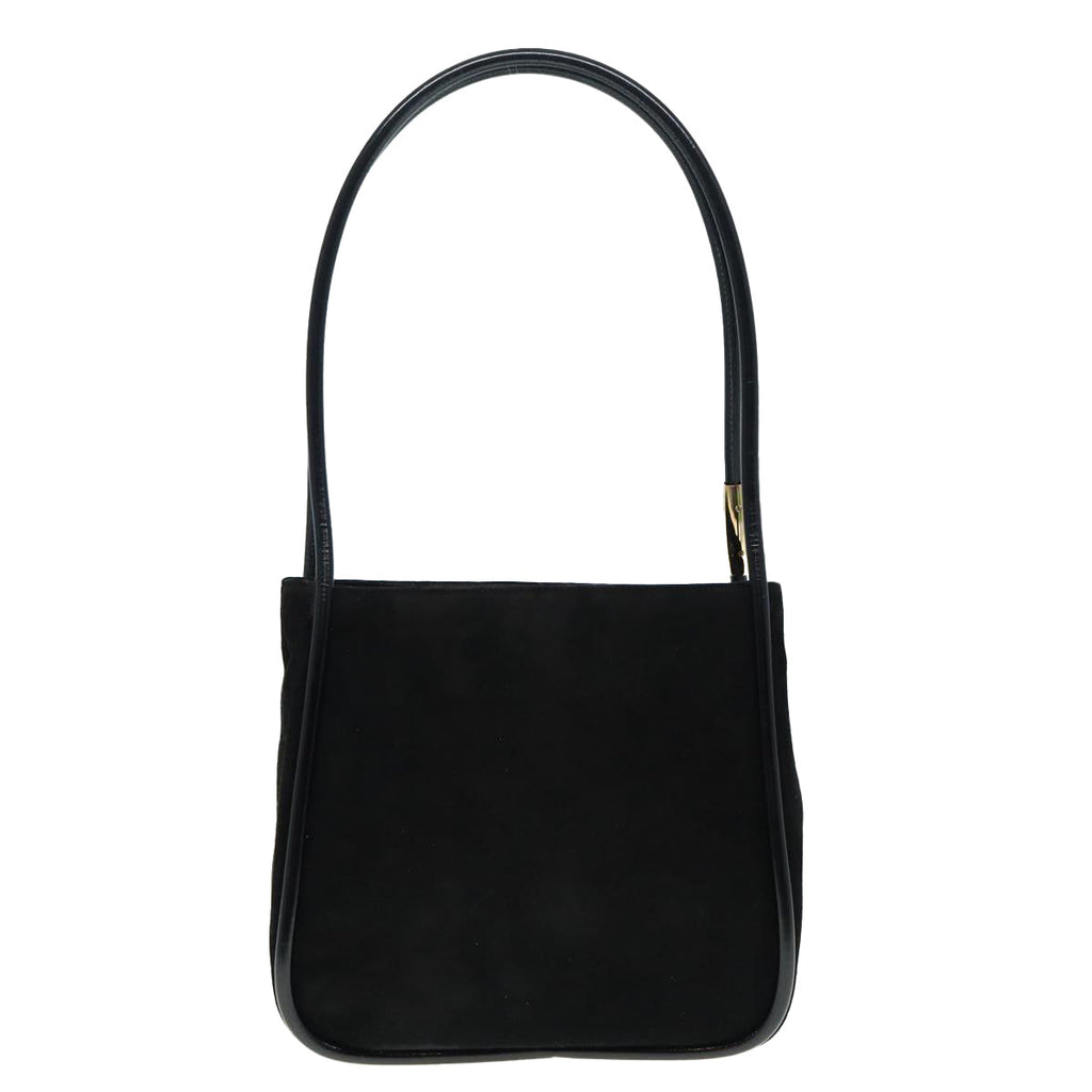GUCCI Shoulder Bag Suede Black Gold 89142