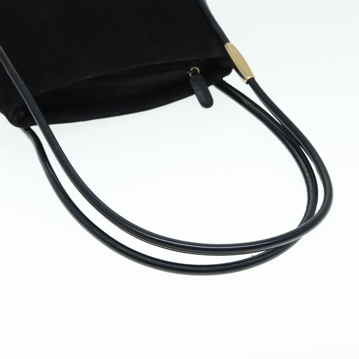 GUCCI Shoulder Bag Suede Black Gold 89142