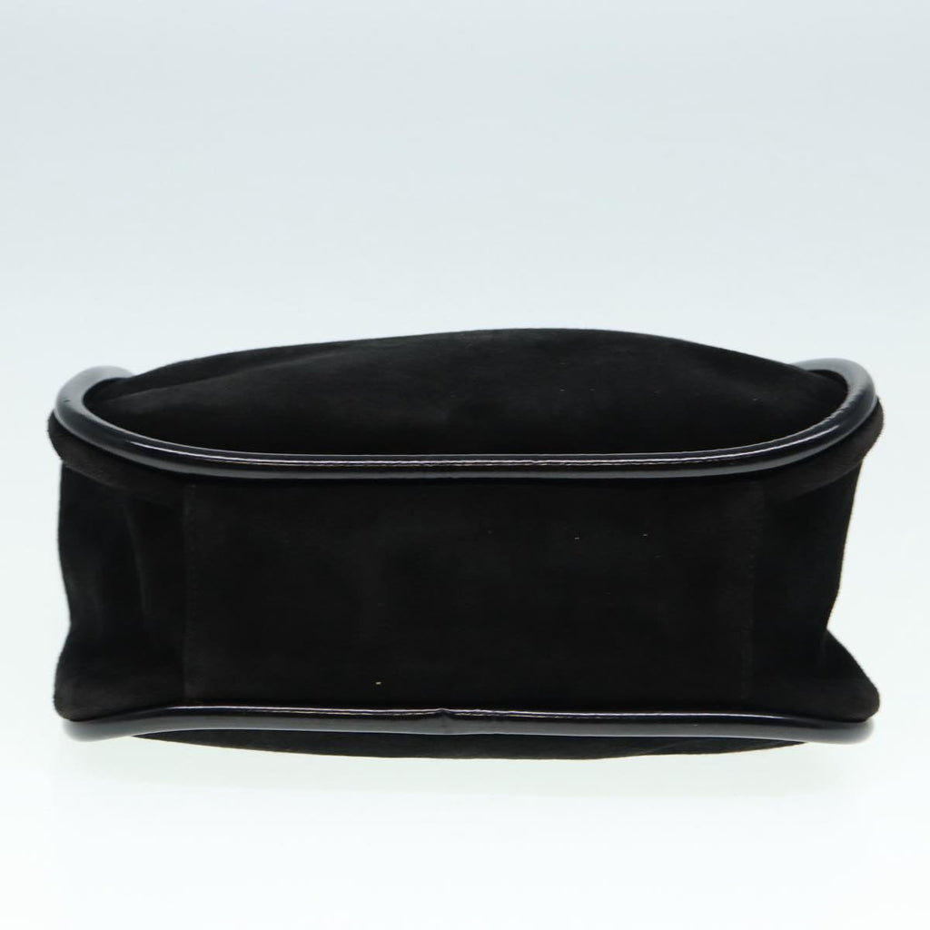 GUCCI Shoulder Bag Suede Black Gold 89142