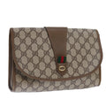 GUCCI GG Supreme Web Sherry Line Clutch Bag PVC Beige Gold 89 01 030 89230