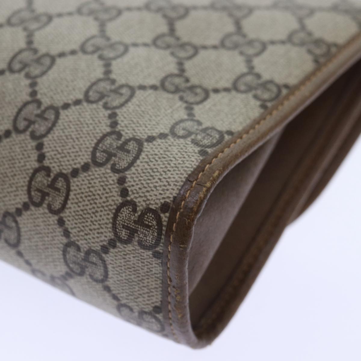 GUCCI GG Supreme Web Sherry Line Clutch Bag PVC Beige Gold 89 01 030 89230