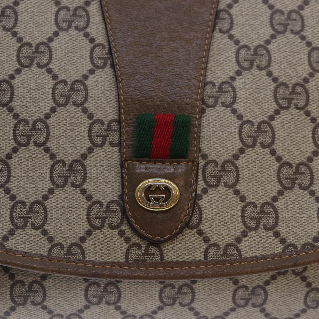 GUCCI GG Supreme Web Sherry Line Clutch Bag PVC Beige Gold 89 01 030 89230