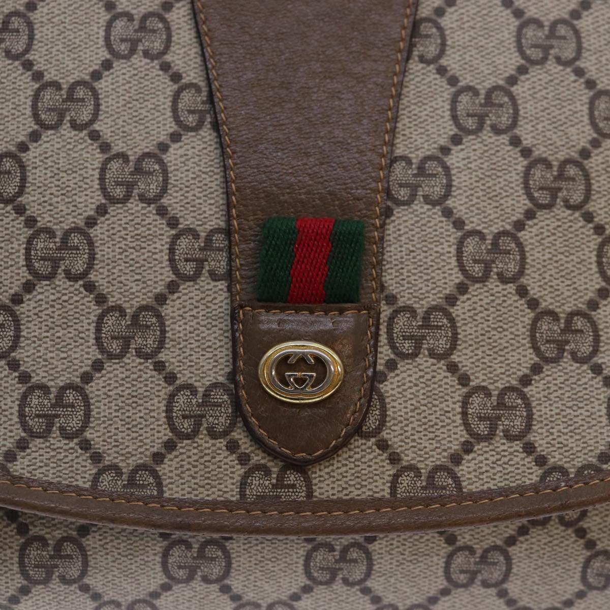 GUCCI GG Supreme Web Sherry Line Clutch Bag PVC Beige Gold 89 01 030 89230