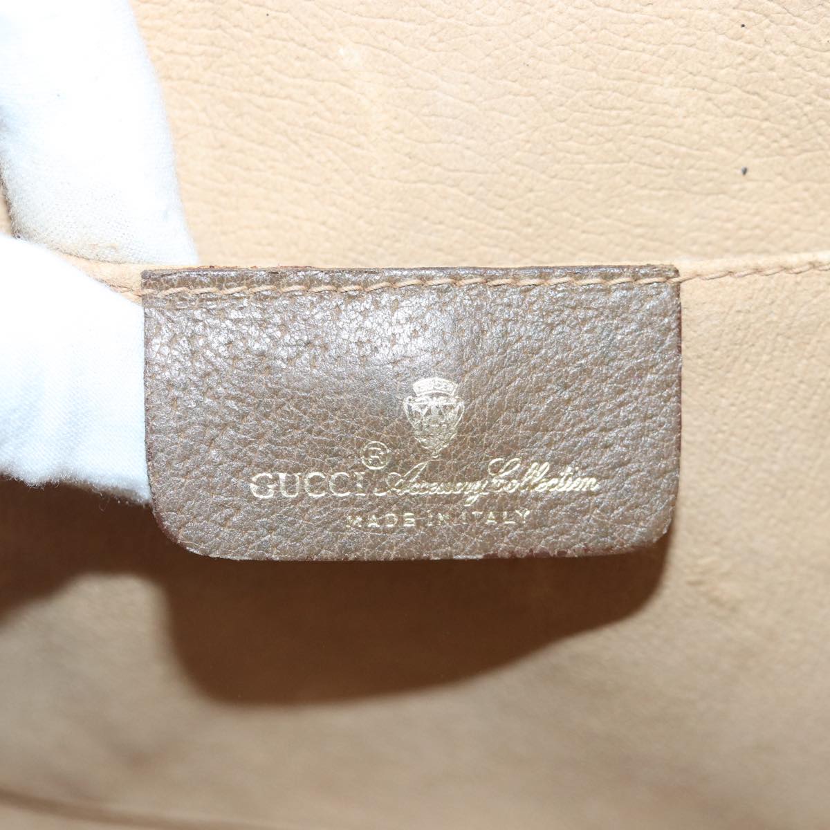 GUCCI GG Supreme Web Sherry Line Clutch Bag PVC Beige Gold 89 01 030 89230