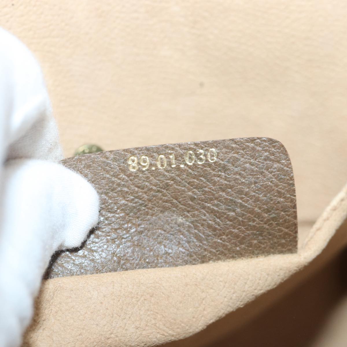GUCCI GG Supreme Web Sherry Line Clutch Bag PVC Beige Gold 89 01 030 89230