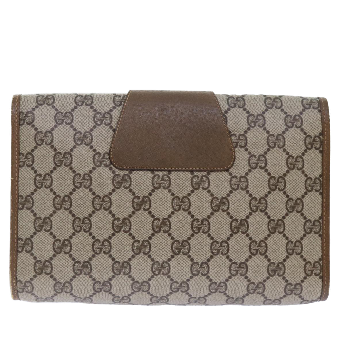 GUCCI GG Supreme Web Sherry Line Clutch Bag PVC Beige Gold 89 01 030 89230