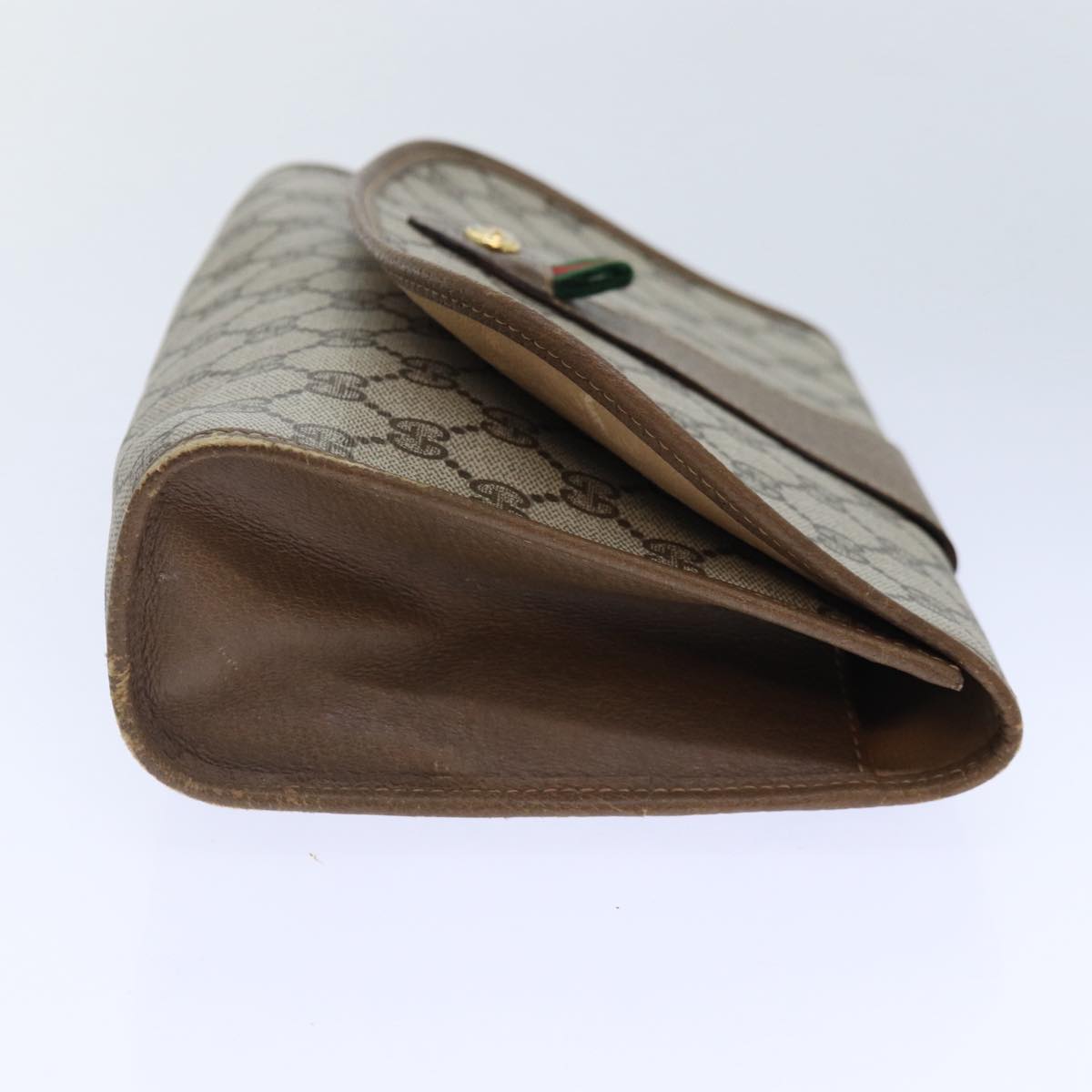 GUCCI GG Supreme Web Sherry Line Clutch Bag PVC Beige Gold 89 01 030 89230