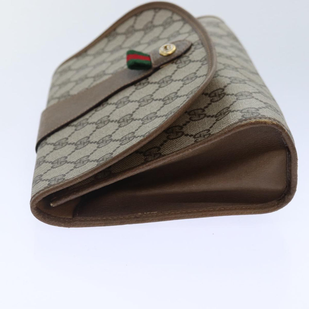 GUCCI GG Supreme Web Sherry Line Clutch Bag PVC Beige Gold 89 01 030 89230