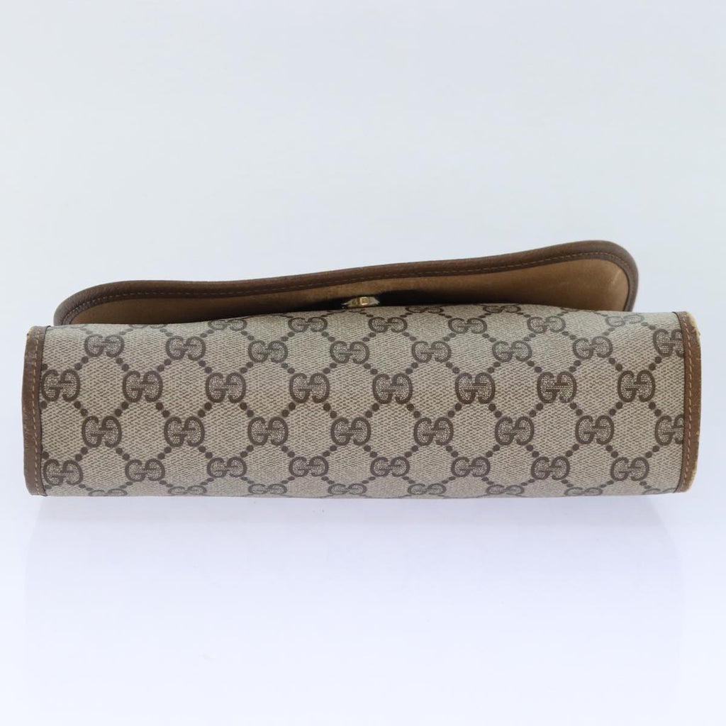GUCCI GG Supreme Web Sherry Line Clutch Bag PVC Beige Gold 89 01 030 89230