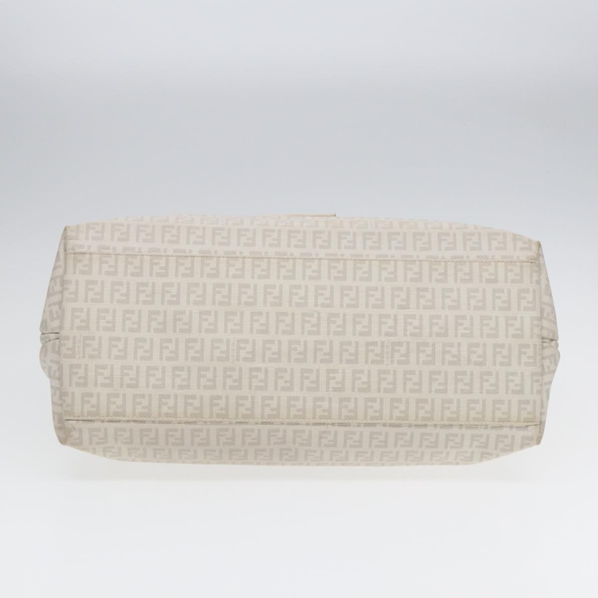 FENDI Zucchino Canvas Mamma Bucket Hand Bag White Silver 89238