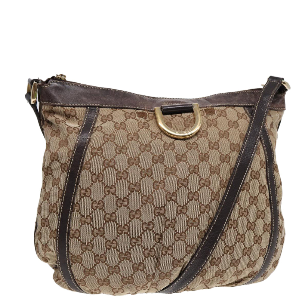 GUCCI GG Canvas Abbey Shoulder Bag Brown Gold 204940 89241