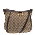 GUCCI GG Canvas Abbey Shoulder Bag Brown Gold 204940 89241