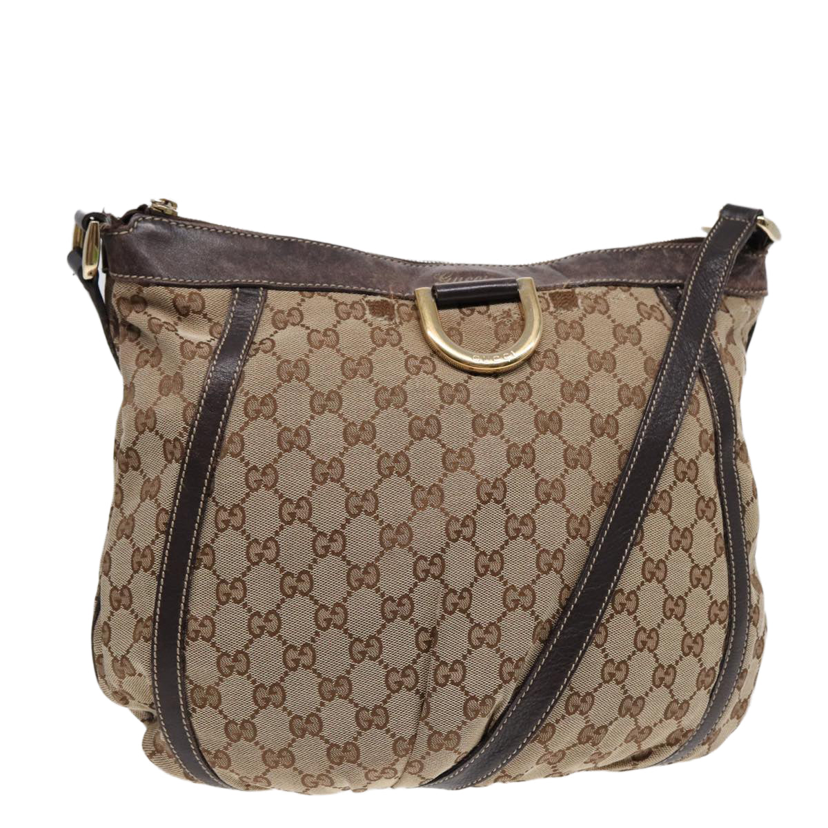 GUCCI GG Canvas Abbey Shoulder Bag Brown Gold 204940 89241