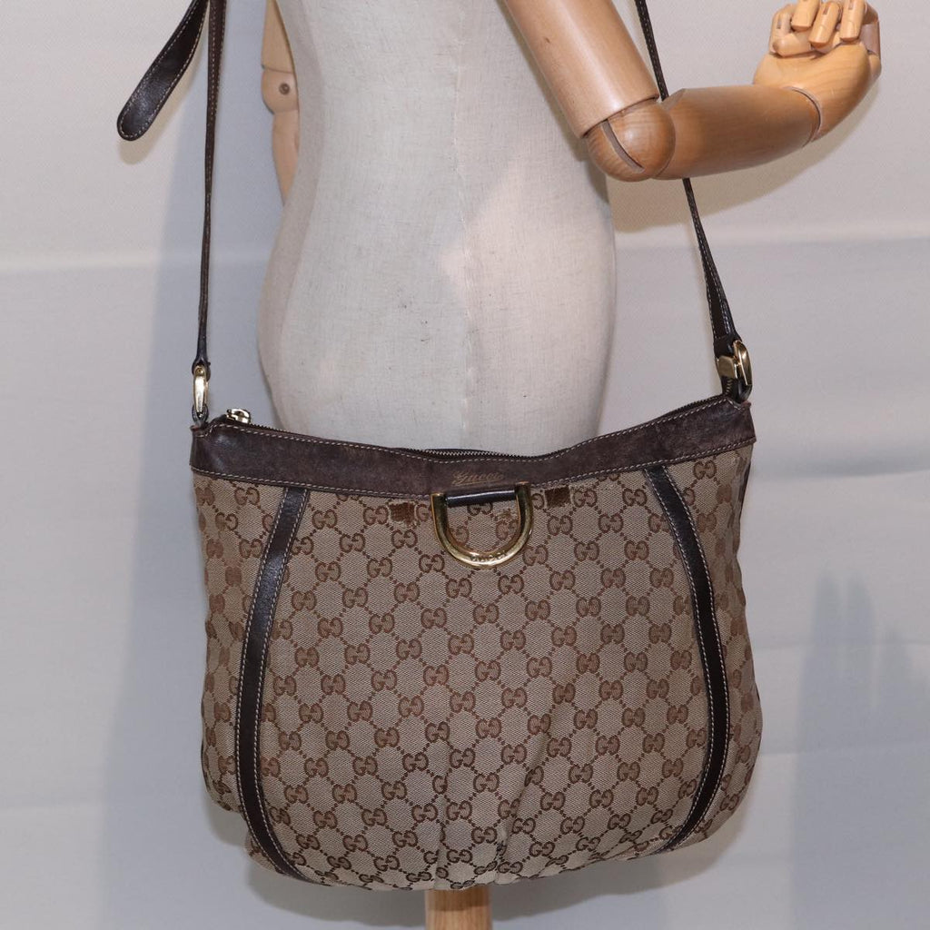 GUCCI GG Canvas Abbey Shoulder Bag Brown Gold 204940 89241