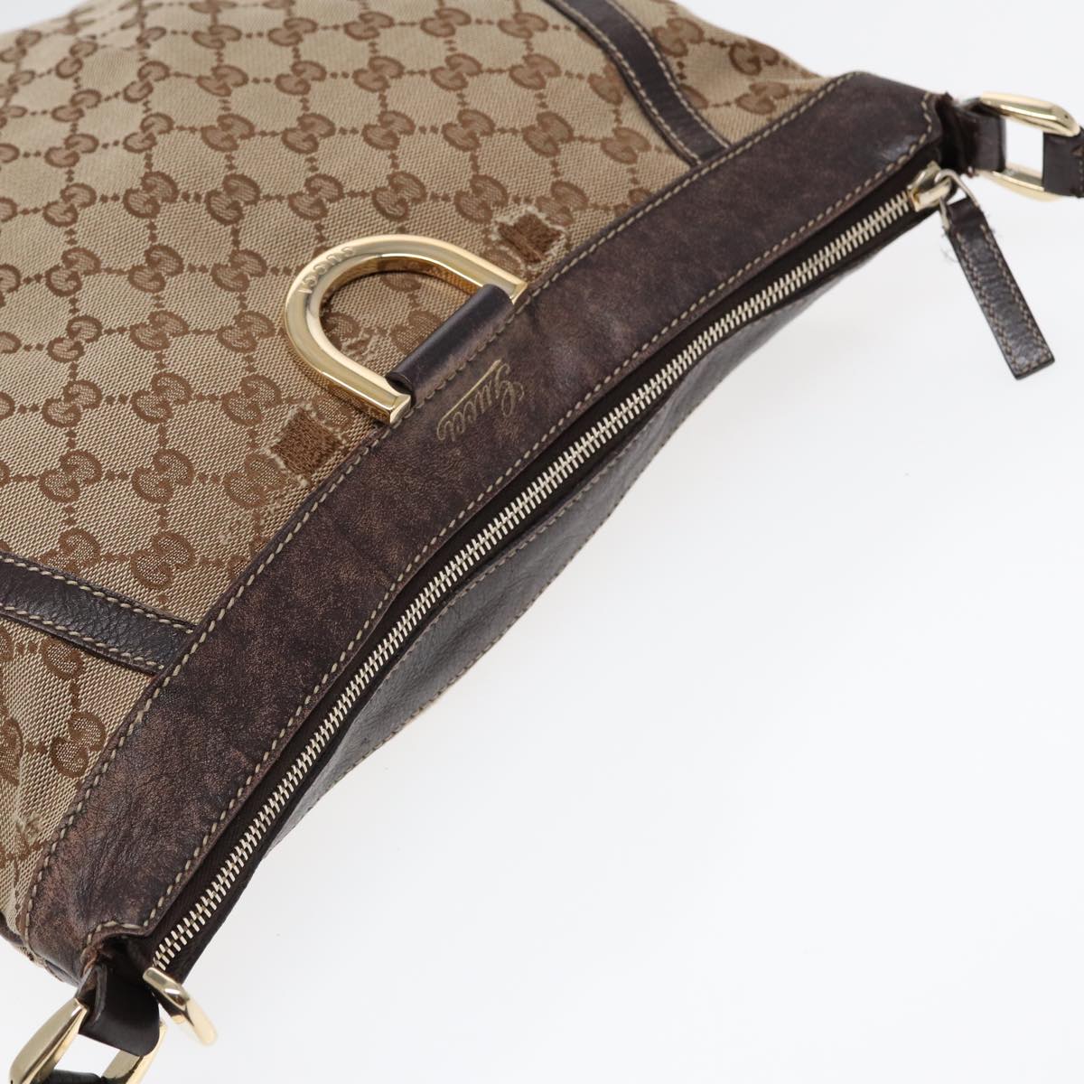 GUCCI GG Canvas Abbey Shoulder Bag Brown Gold 204940 89241