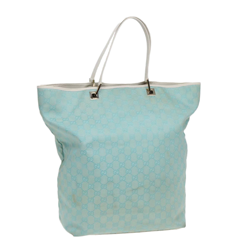 GUCCI GG Canvas Tote Bag Light Blue White Gold 002 1097 89242