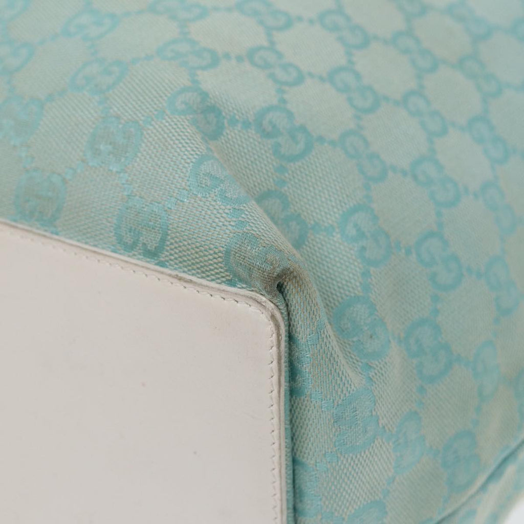 GUCCI GG Canvas Tote Bag Light Blue White Gold 002 1097 89242