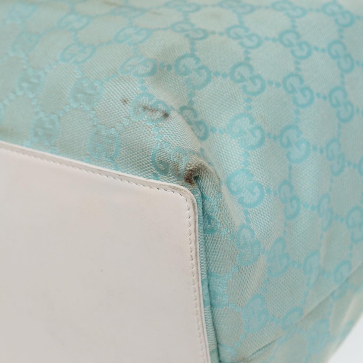 GUCCI GG Canvas Tote Bag Light Blue White Gold 002 1097 89242