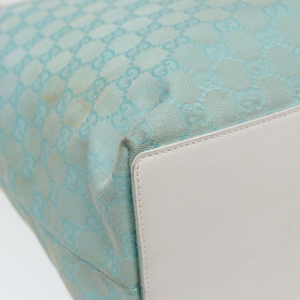 GUCCI GG Canvas Tote Bag Light Blue White Gold 002 1097 89242