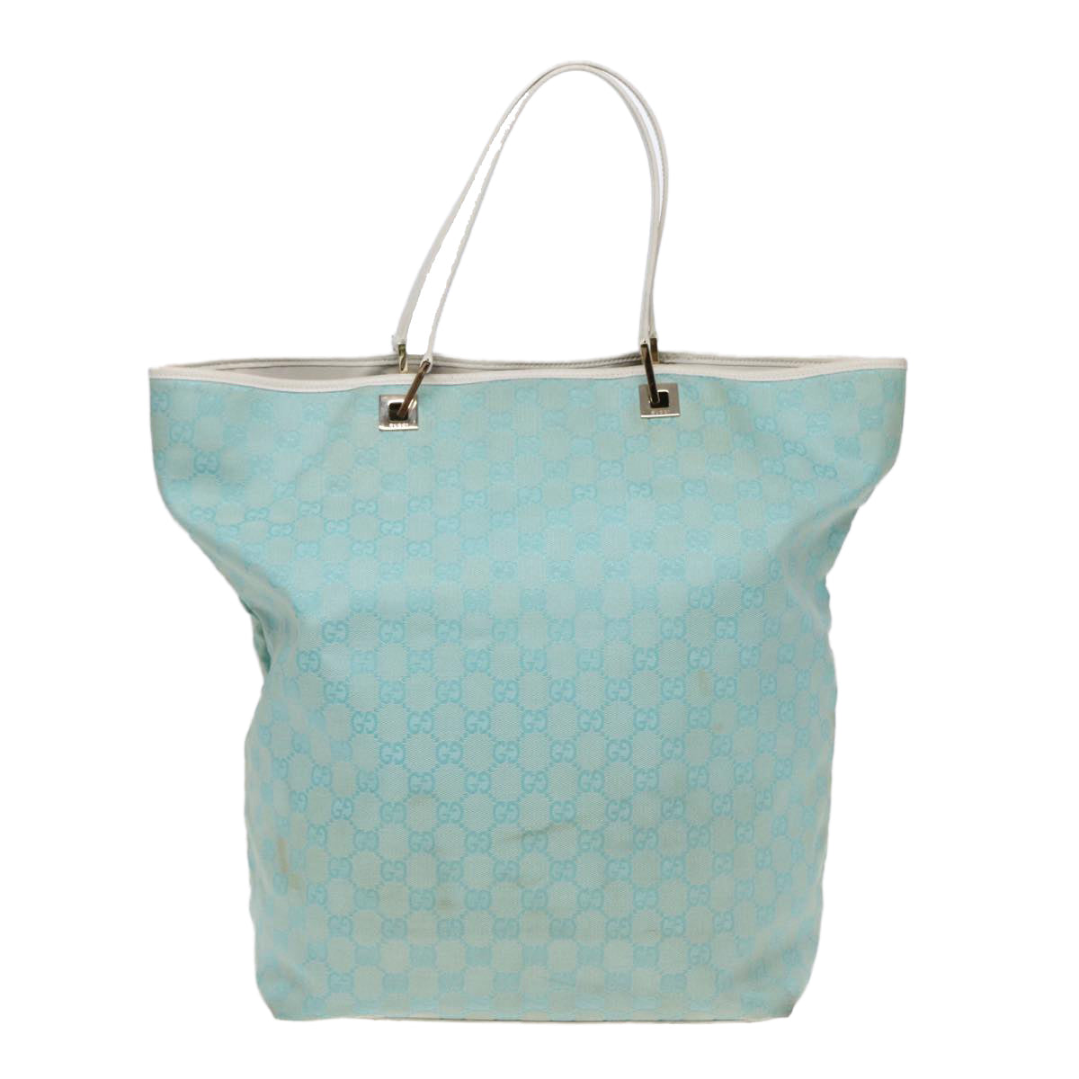 GUCCI GG Canvas Tote Bag Light Blue White Gold 002 1097 89242