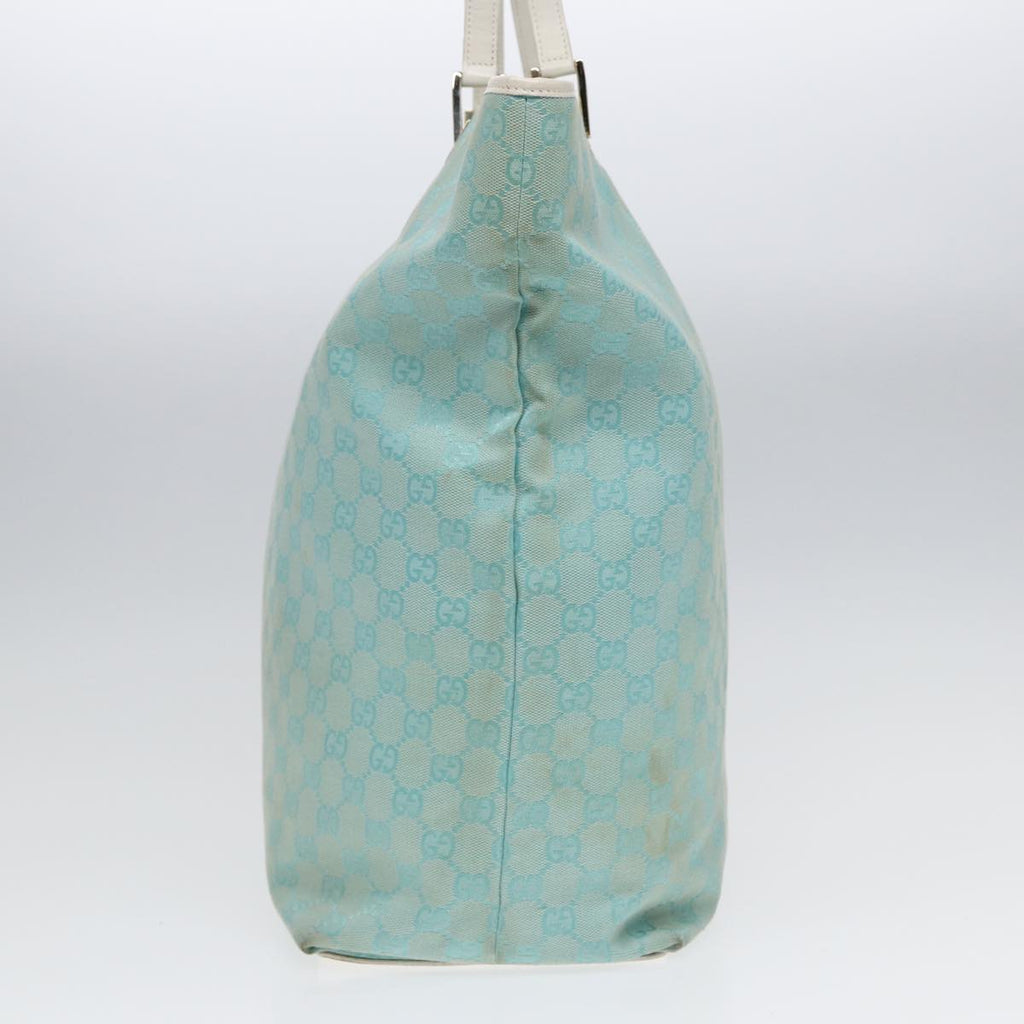GUCCI GG Canvas Tote Bag Light Blue White Gold 002 1097 89242