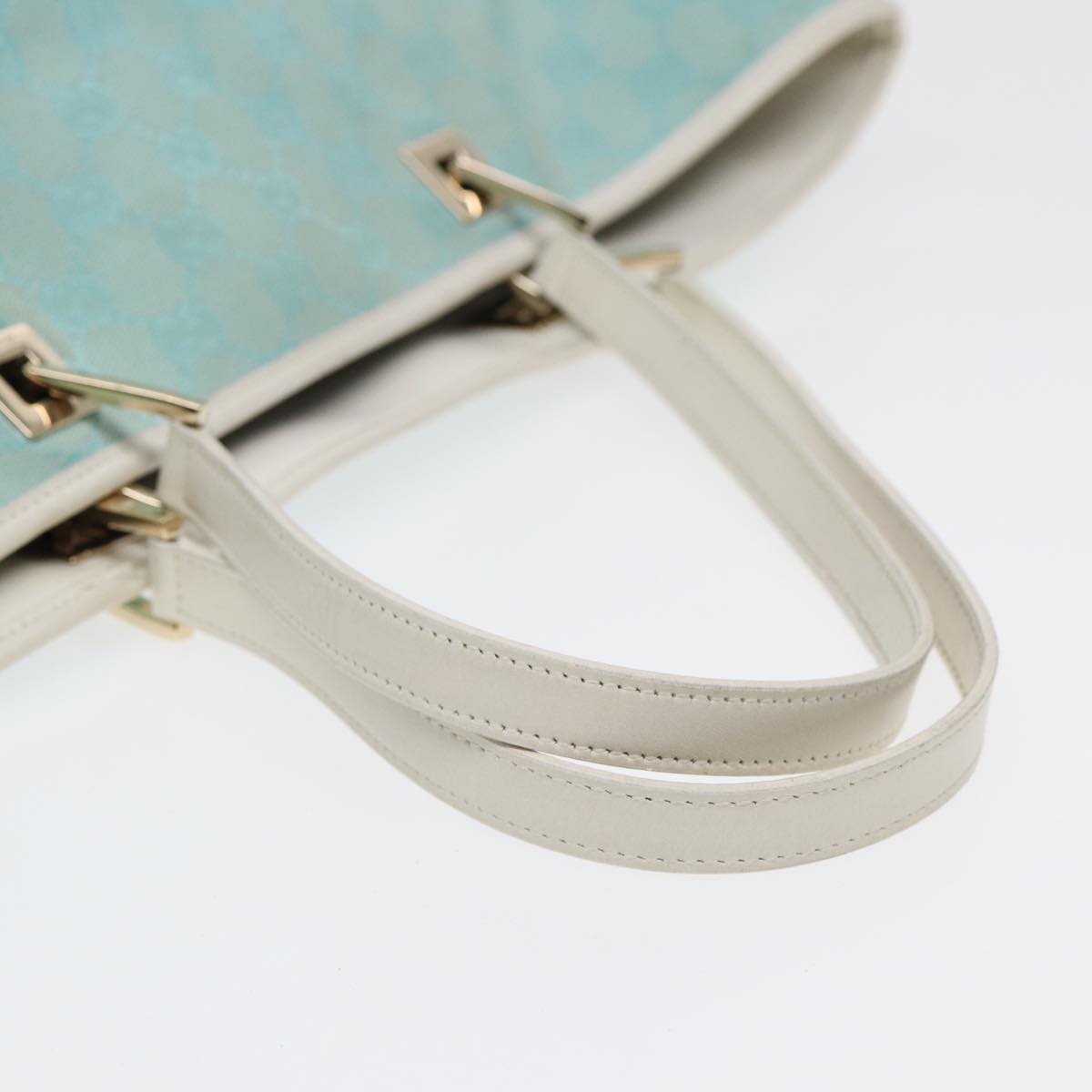 GUCCI GG Canvas Tote Bag Light Blue White Gold 002 1097 89242